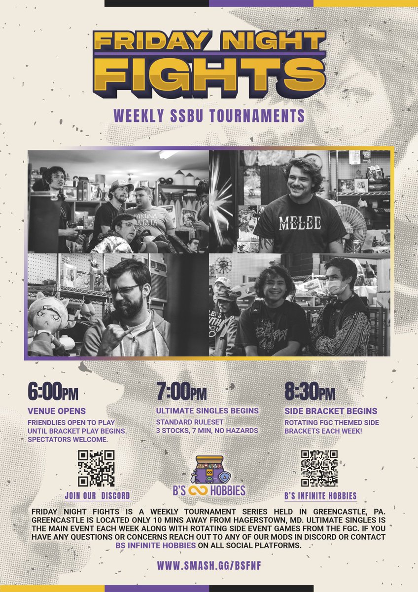 BsInfiniteHob's tweet photo. Looking forward to seeing you all out for this week’s Friday Night Fights, with our  side bracket will be Rivals 2! 
(As long as we have enough capable setups. If we don’t get enough we will swap to Rivals 1) 

Registration/Info: https://t.co/eoqN4BZj3C https://t.co/5YbAKpsPr1