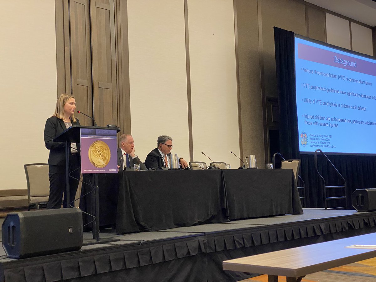 keeley_md's tweet photo. Excellent presentations by Dr. Janelle Cyprich at #SWSC24: Practice Variation in VTE Ppx in Adolescent Trauma Patients comparing center types and SSI after HVI in Blunt and Penetrating Trauma @drdevirgilio @HarborUCLASurg @AlexSchwed https://t.co/a82h5QGFYs