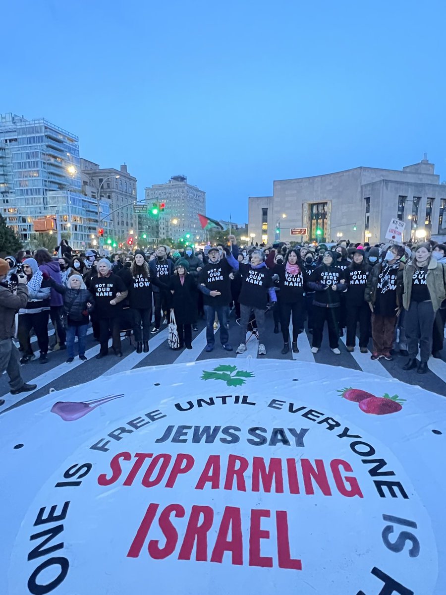 Happening Now🚨 Blocking traffic at Senate Majority Leader Chuck Schumer’s doorstep to demand the US stop arming and funding the Israeli government as it carries out a genocide