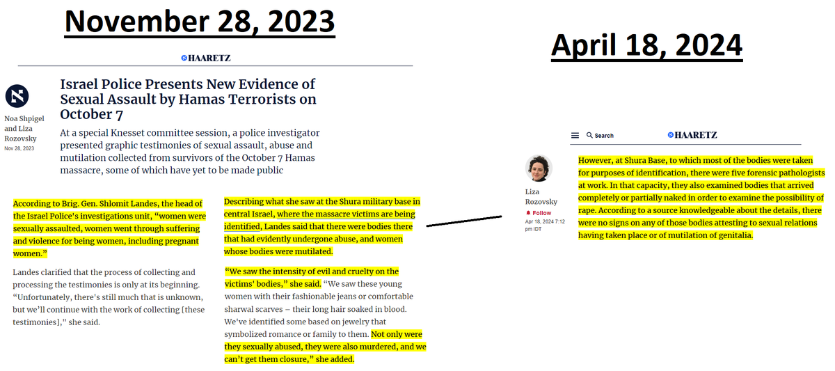 BREAKING: Brig. Gen. Shlomit Landes is the head of Israel's elite police investigative unit Lahav 433, which is leading the 'sexual violence' investigations. She claimed they found evidence of sexual violence and rape on October 7 bodies Haaretz has confirmed she lied