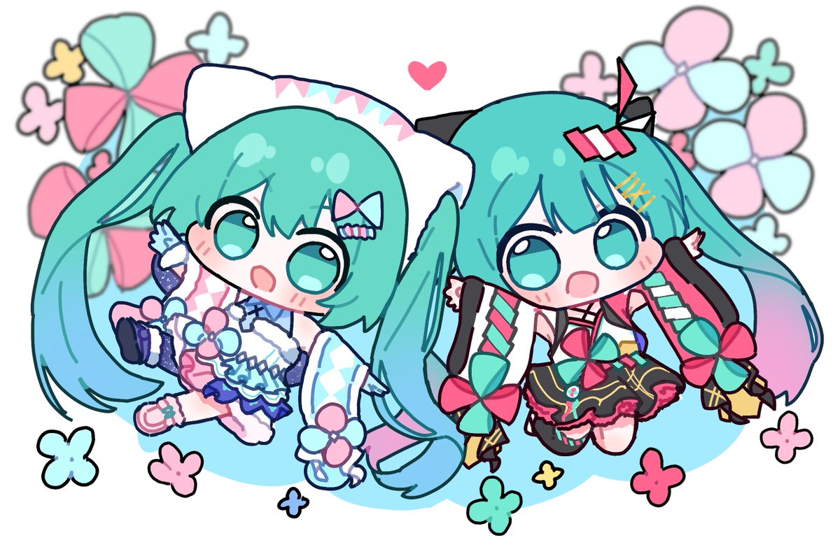 #初音ミク 
雪まつりちゃんと夏まつりちゃん