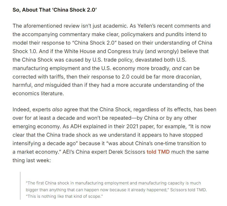 Almost every online discussion of China Shock 2.0 gets major parts of China Shock 1.0 wrong—what it was, what drove it, what it caused, and/​or what happened next. @scottlincicome explains... cato.org/commentary/get… #CatoTrade