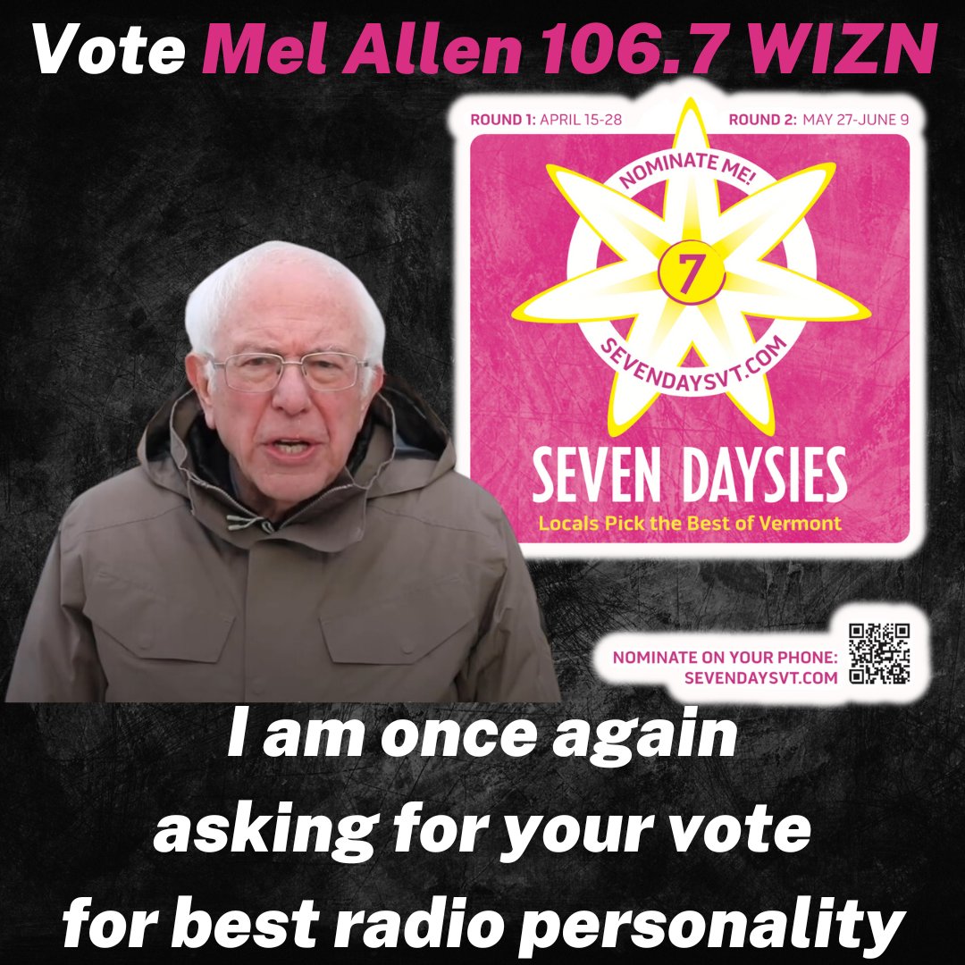 Your Boozebuddy is running for Best Radio Personality in the Seven Daysies. If you're a resident of the US, click the link to vote! ballot.sevendaysvt.com/culture/best-l… #TheHighwayToMel
