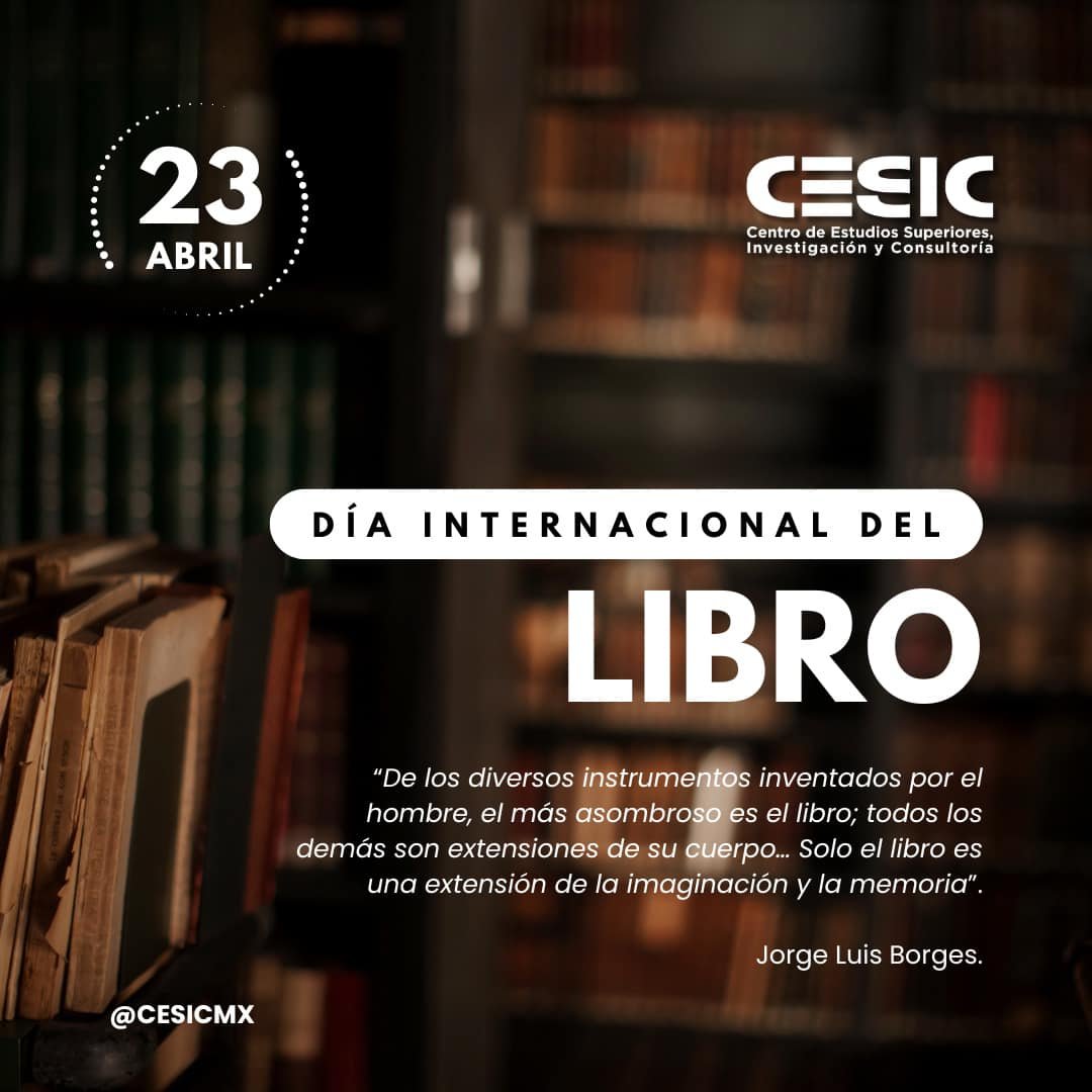 El Día Internacional del Libro es una conmemoración que tiene el objetivo de fomentar la lectura, la industria editorial y la protección de la propiedad intelectual por medio del derecho de autor. Desde 1988, es una celebración internacional promovida por la UNESCO.
#DiaDelLibro