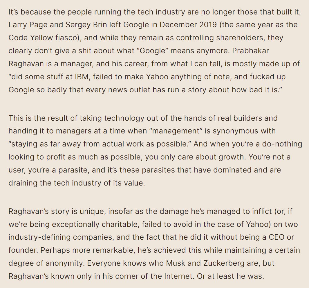 And, my god, the article itself: wheresyoured.at/the-men-who-ki… is a doozy. Incredible that we can see so deeply into Google's inner workings thanks to the DOJ case's disclosure of management emails.