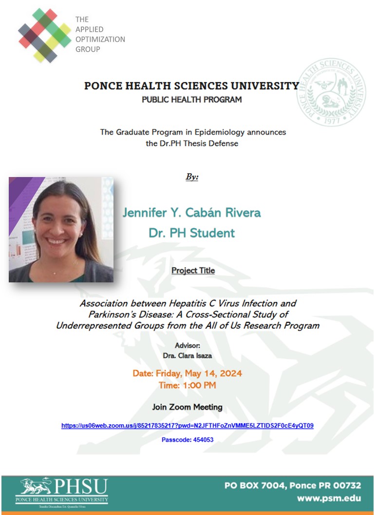 All the best to Jennifer Cabán in her upcoming Doctoral Defense!!! #AOGachievers #IsazaResearch #PHSU #PublicHealth #AOGDoctoral