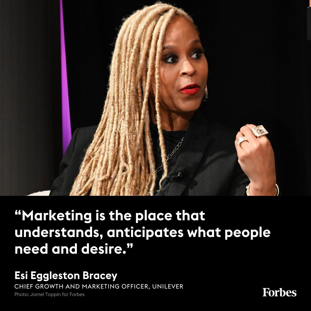 Esi Eggleston Bracey, Chief Growth and Marketing Officer at Unilever, talks about the root of innovation at the Forbes Entrepreneurial CMO 50 Celebration. #ForbesCMO trib.al/7oG3BIR