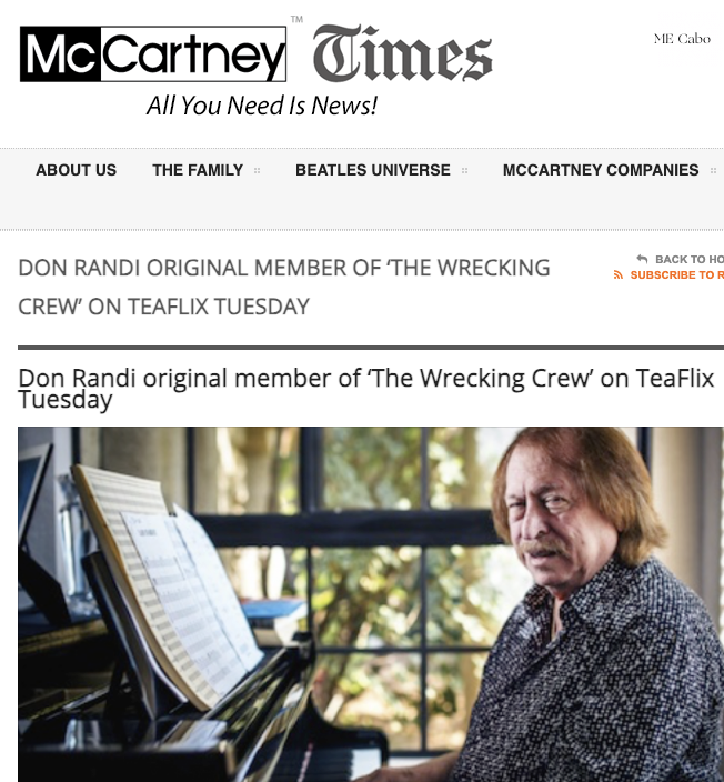 #ICYMI The LEGENDARY #DonRandi of #TheWreckingCrew #PhilSpector #WallofSound and #TheBakedPotato #JazzClub was the guest of the #McCartney Gals on #Teaflix Tuesday today - watch the #replay here mccartney.com/?p=28817