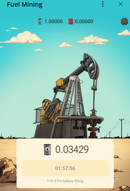 ⚡️ 방치형 TON 게임 "Fuel Minning"

시작된지 얼마 안된 극초기, 텔레그램 채굴게임? 이 있어서 공유드립니다 :D
꺼놔도 되니 멍이득이네요 , 캣티즌 못참지...

Fuel Minning 
t.me/fueljetton_bot…

석유 시추 컨셉
초당 캐는 속도 업그레이드 가능
꺼놔도 채굴됨
레퍼럴 보너스 있음

에어드랍