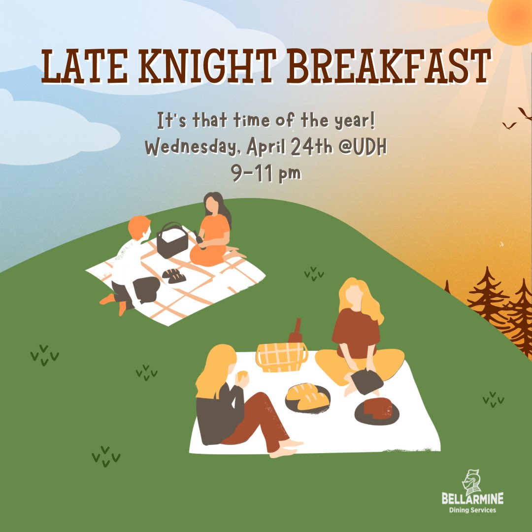 Knights! we hope that these last few weeks are going well. It’s that time of the year again! LATE KNIGHT BREAKFAST 🥞 

📍 UDH
🕘 9-11 PM
📅 Wednesday, April 24th