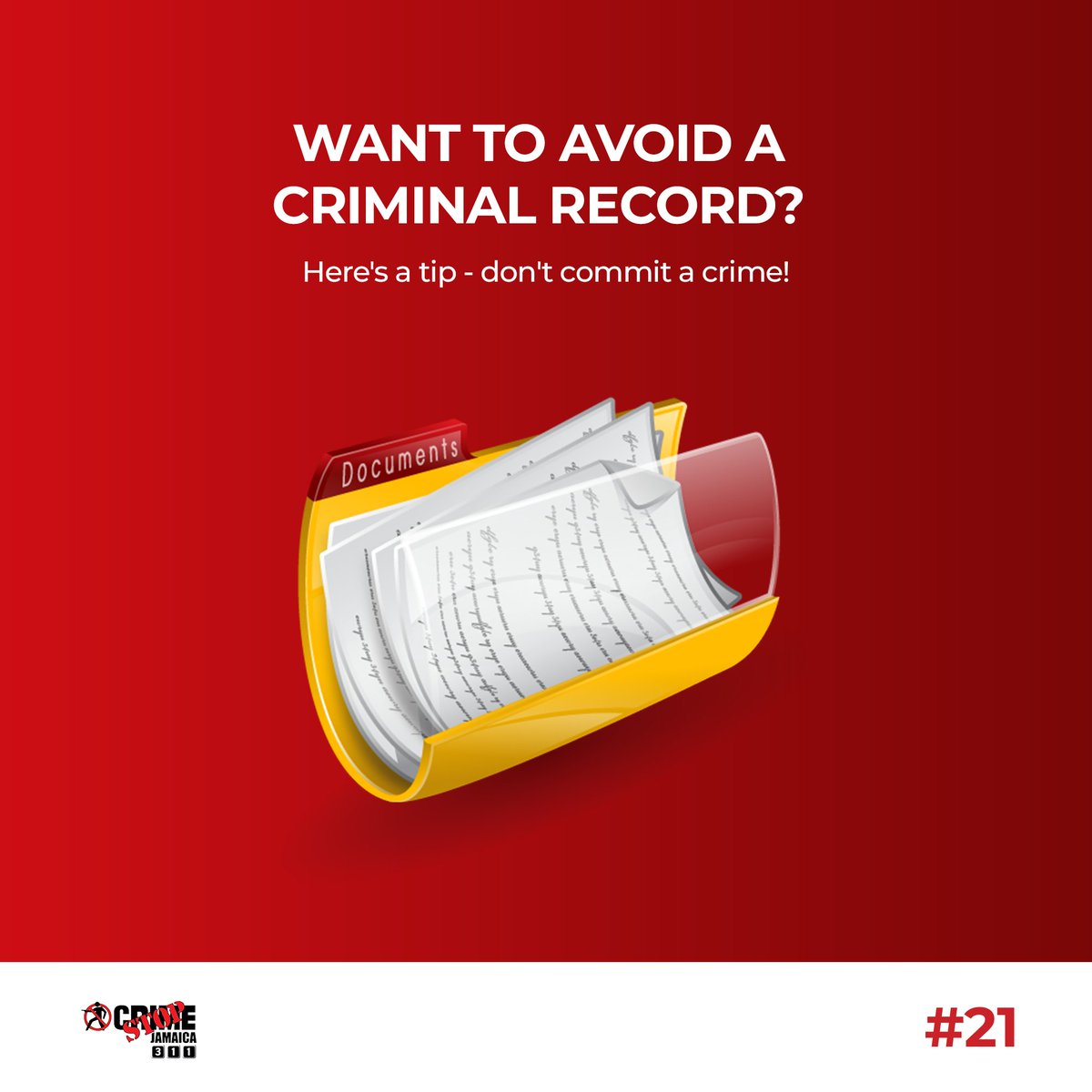 Want to avoid a criminal record? Here's a pro tip: don't commit a crime! It's as simple as that. Stay on the right side of the law and keep your record clean. #CrimeStop #StayLegal