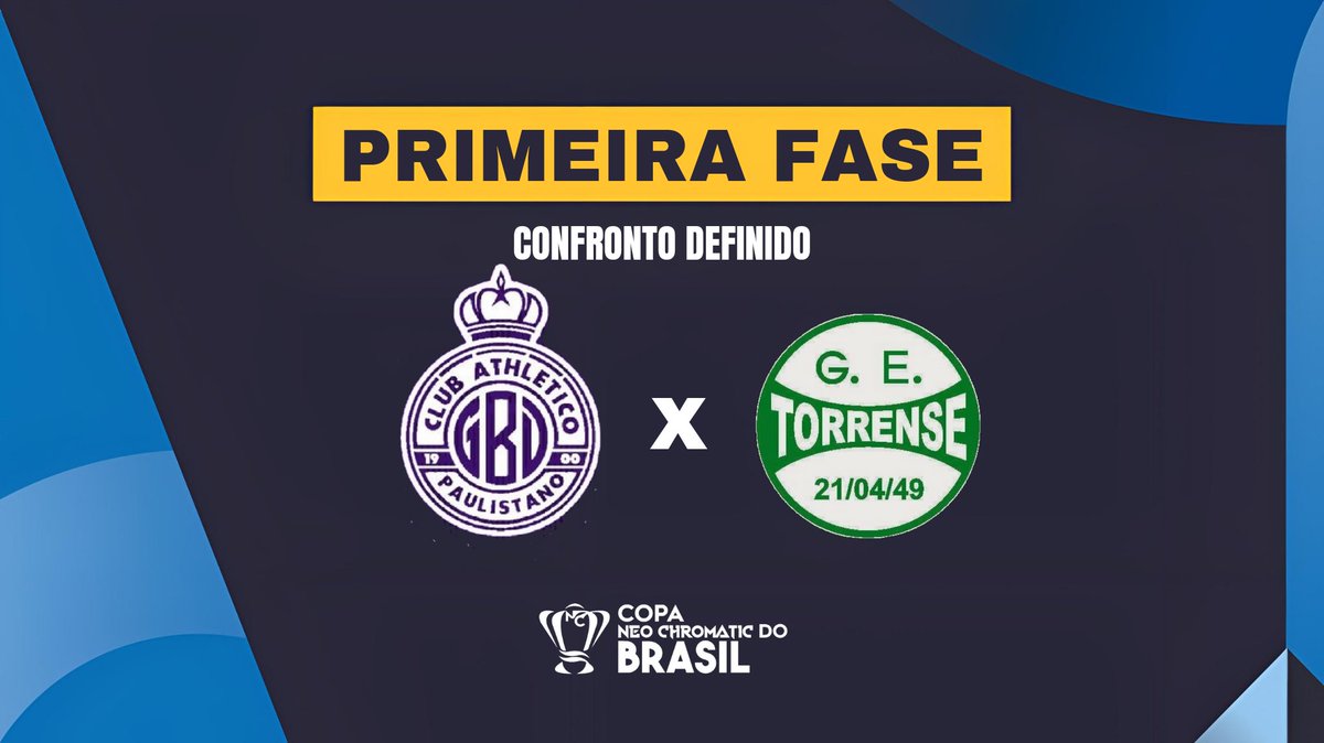 copaneobrasil's tweet photo. CONFRONTO DEFINIDO - Primeira Fase
@GBDPaulistano x @GETorrense
#SorteioCopaNeoChromaticBrasil 🇧🇷 https://t.co/16cWLSnI5t