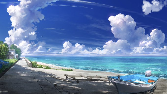 「cloudy sky ocean」 illustration images(Latest)