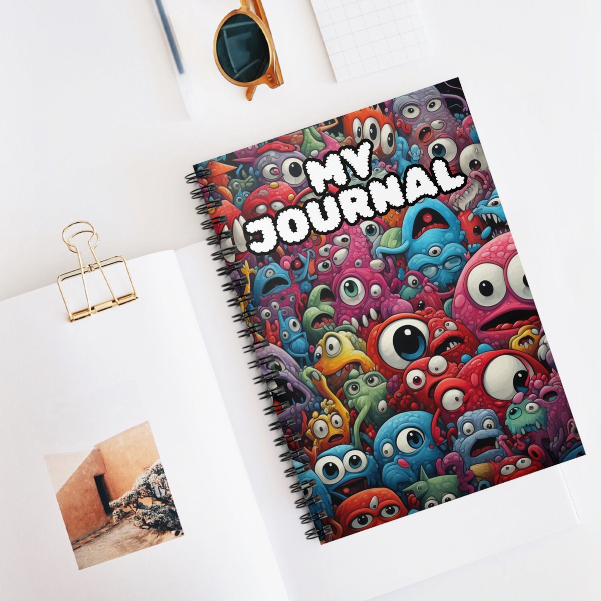 Cute Creatures Spiral Notebook - Ruled Line, googly-eye monsters journal, gift for kids or adults, quirky and fun tuppu.net/26a4098a #Artwork #GreetingCards #GiftIdeas #SpiralNotebook