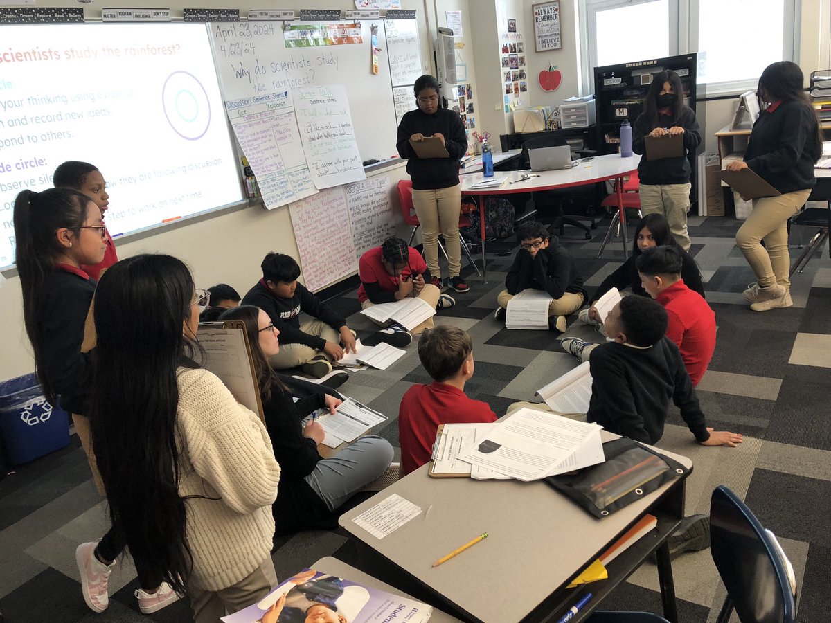 wardsrbms's tweet photo. @Miss__Kaiser &amp; I were so impressed with our students first Science Talk for our Rainforest unit. @RBMSAVID would call it an inner/outer circle. Ss did a great job and are excited for our next one!😁👍🏻🚀 @rbmsROCKETS @DreamBigRB  #RBBisBIA https://t.co/s9giH81tcJ