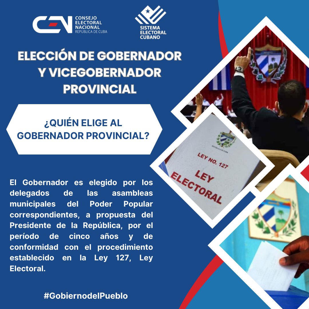 Este 4 de mayo las Asambleas Municipales del #PoderPopular se convierten en colegios electorales para elegir al Gobernador y Vicegobernador de la provincia tal y como establece la ley 127. #GobiernodelPueblo #PalmerosSiempreAdelante @DiazCanelB @AsambleaCuba @aniuska7002