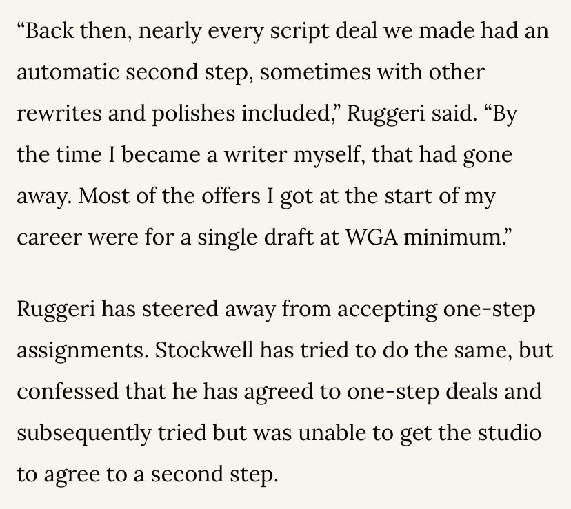 Pleased to be featured in this week’s Written By to talk about multi-step deals for screenwriters, one of our hard won gains from the strike. My team member Andrew Rhymer was among the first writers to get the new terms! You can read about it here: writtenby.com/guild-industry…