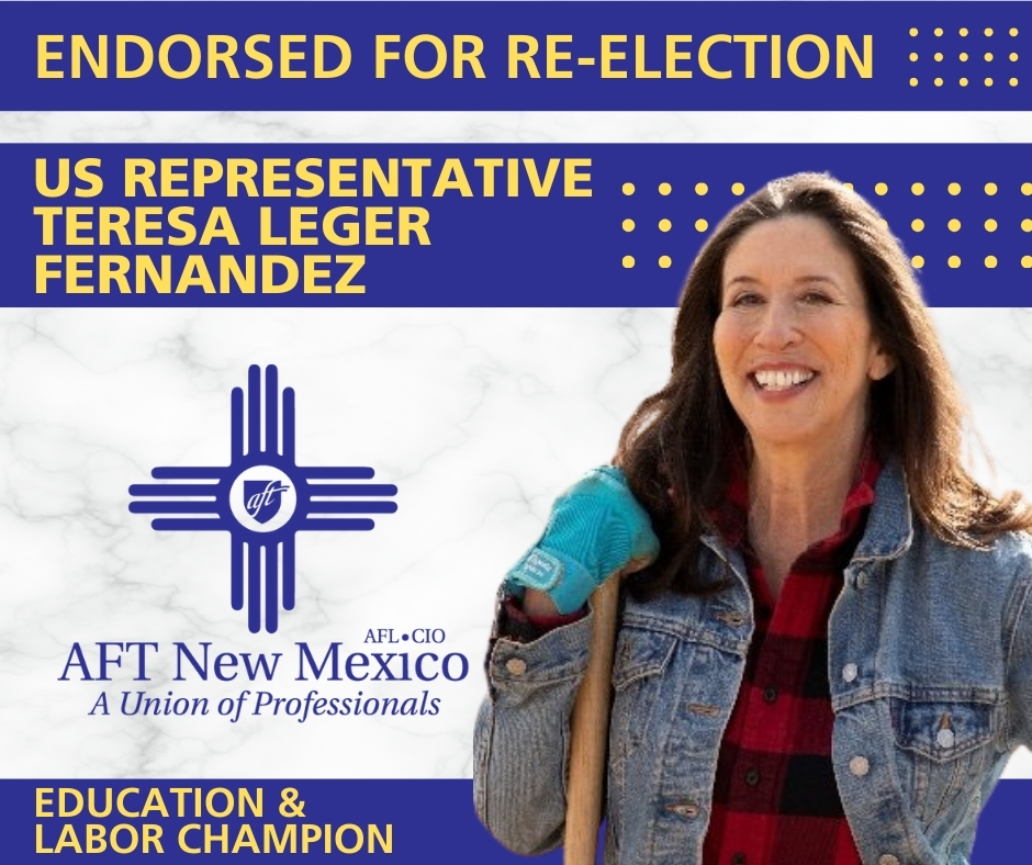 As the daughter of educators, union members, & pioneers in bilingual education, having @AFTNM's support means the world to me. I will always champion our educators, health care workers, & public employees – so that we all have the opportunities and resources needed to thrive.