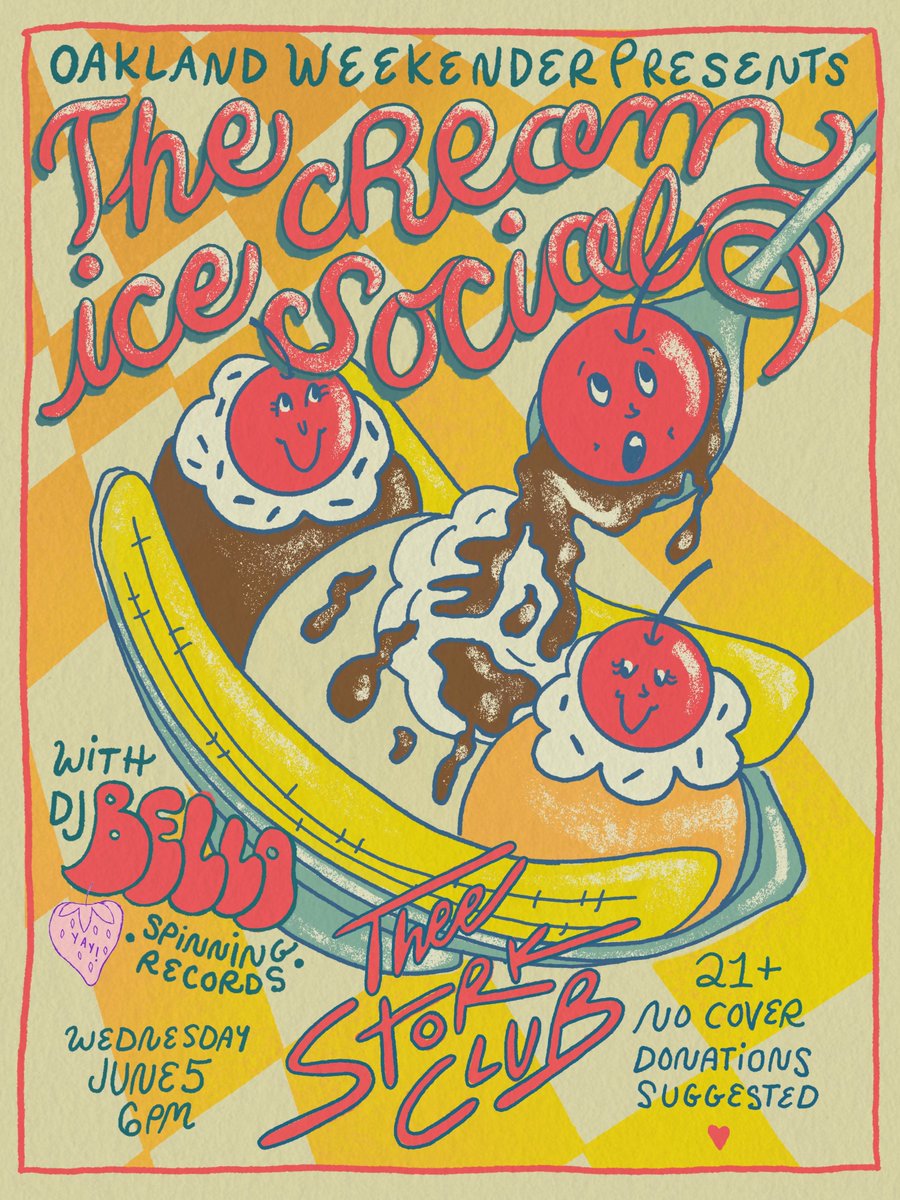 The Oakland Weekender kicks off with this ice cream social at Thee Stork on June 5 - prime time to catch up with old pals and break the ice with new ones. Dairy and non-dairy options will be available, and the mood will be set by Yay! Records’ Eric Bello on the decks. 6pm!