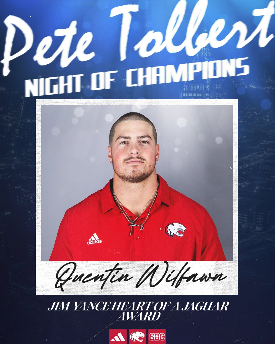 Congratulations to Q Wilfawn on winning the Jim Yance Heart of a Jaguar Award at the 2024 Pete Tolbert Night of Champions‼️