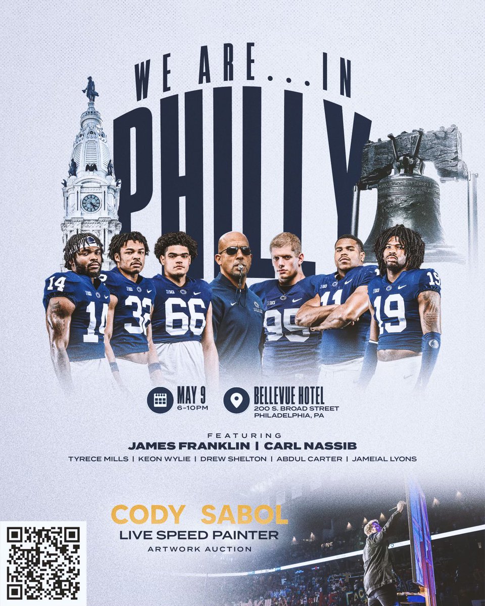 We Are… hype to welcome our Philly natives to our event in the City of Brotherly Love🫶🦁 Join Penn State football coaches, lettermen and student-athletes for an evening in Philly benefitting NIL🏈 Buy tickets and sponsorships: happyvalleyunited.com/pages/we-are-i…