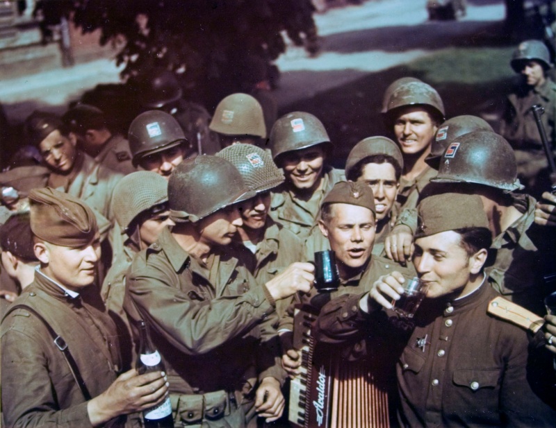 25 April 1945: Today is known as #Elbe Day, when U.S. and Soviet #troops met at the Elbe River, near #Torgau, Germany. World War II would end shortly thereafter on May 8. #WWII #WW2 #History #ColdWar #OTD #ad amzn.to/2KtpcfY