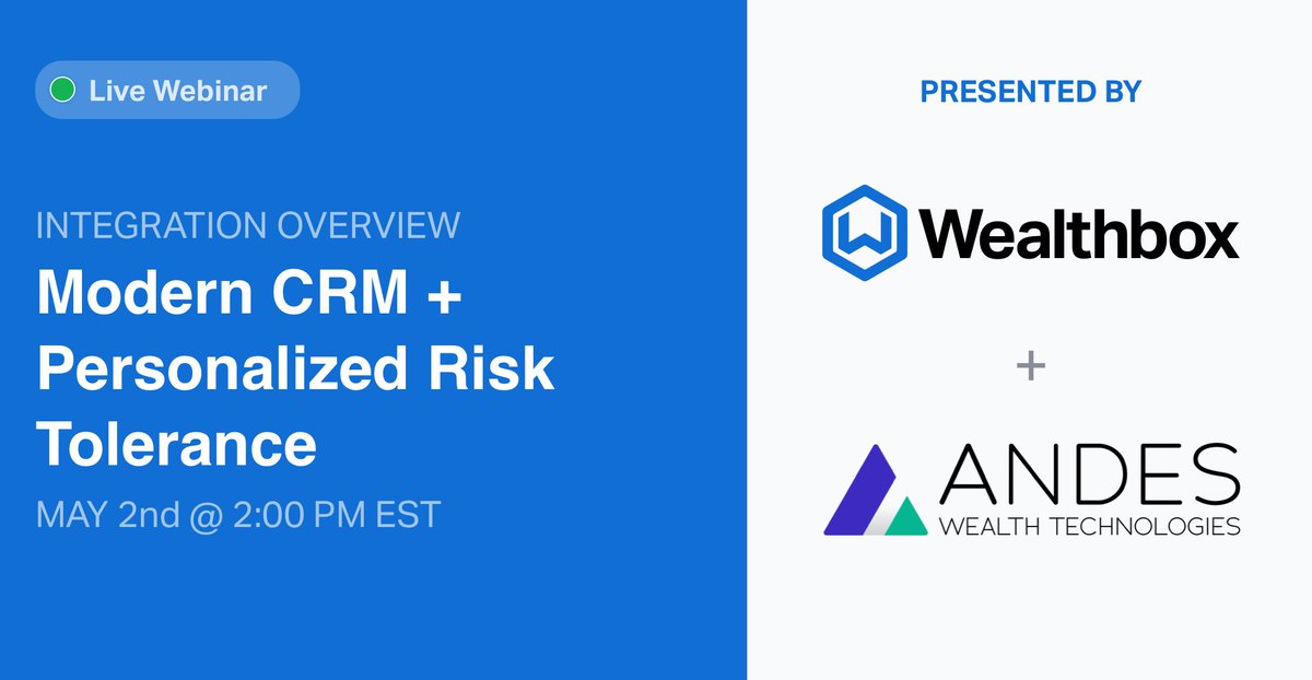 Wealthbox CRM (@wealthbox) on Twitter photo ๐ We're joining <a href="/AndesWealth/">Helen Yang, CFA</a> for a live webinar that will show a demo of our integration. Join us on Thurs 5/2 at 2 PM ET ๐ tinyurl.com/bn5tb323 ๐ We're joining <a href="/AndesWealth/">Helen Yang, CFA</a> for a live webinar that will show a demo of our integration. Join us on Thurs 5/2 at 2 PM ET ๐ tinyurl.com/bn5tb323