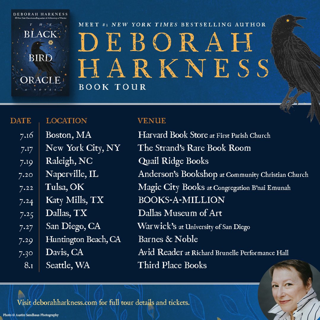 I’m thrilled to share the stops on this summer’s THE BLACK BIRD ORACLE in the US. What a way to celebrate #WorldBookDay2024: by looking forward to meeting readers in July and August. Ticket details are in today’s newsletter, on my website, and on my @Facebook author page. #tbbo