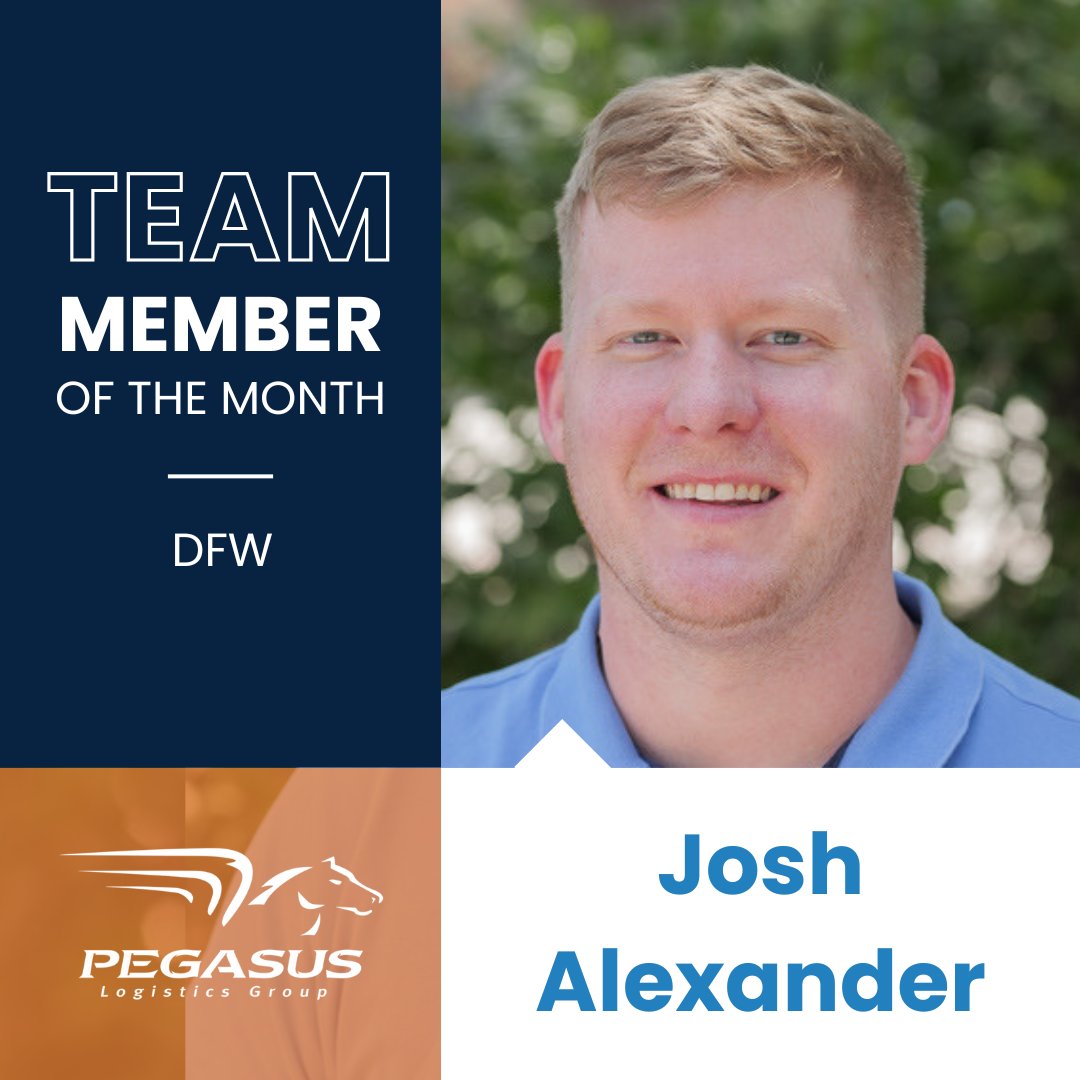 Congratulations to Josh Alexander, Team Member of the Month - DFW! His commitment to building strong relationships and tackling challenges head-on has positioned Pegasus for continued success.
#PegasusLogisticsGroup #AboveandBeyond #ClientSatisfaction #Team