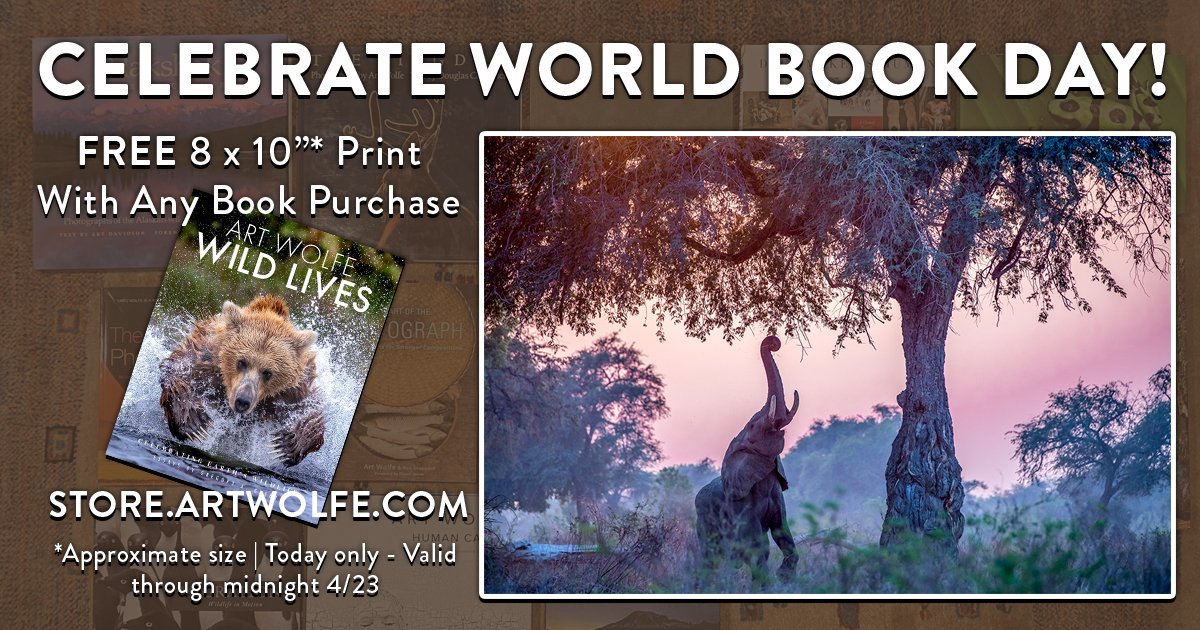 Happy #WorldBookDay! Order ANY book from my online store on by midnight tonight (April 23, 2024) and receive a FREE 8x10'* print. No code necessary.
store.artwolfe.com/product-catego…

#ExploreCreateInspire #BookLovers #CanonLegend #photobooks