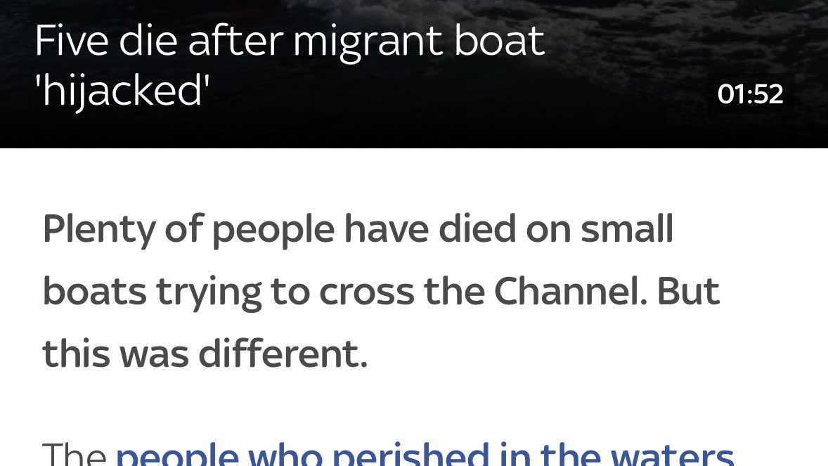 “plenty of people have died on small boats trying to cross the channel” this from sky news is a disgrace. these are human beings who lost lives. someone somewhere loves them. they had a story, dreams, hopes. imagine referring to tragic death in such a casual way. unforgivable.