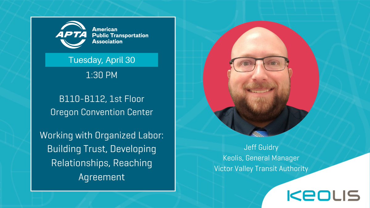Jeff Guidry, General Manager of #Keolis' @VVTransit operations, will take the stage next week at @APTA_Transit's Mobility Conference in Portland, OR! If you’re attending #APTAMobility, don't miss out on this insightful conversation! #Transit