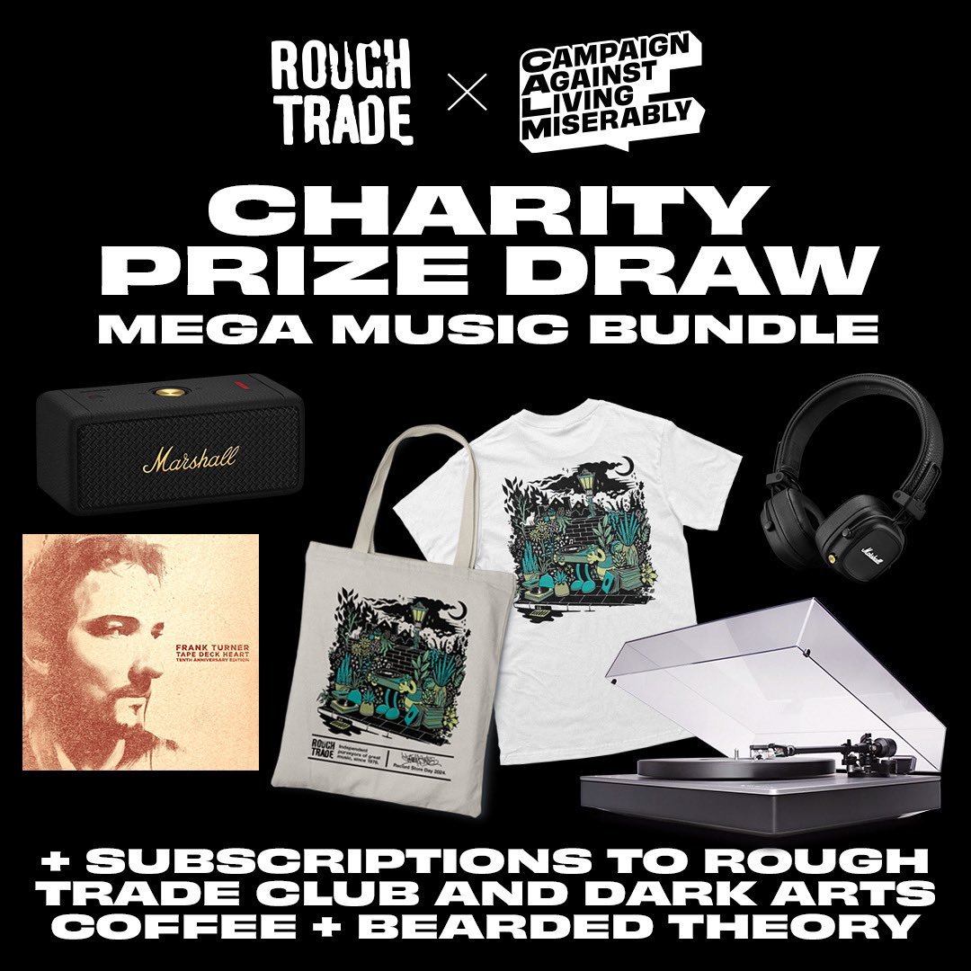 PRIZE DRAW Enter for your chance to win a music bundle worth over £2k, including kit from @CambridgeAudio and @marshallamps, tickets to @beardedtheory and more. £5 entry - all proceeds to @theCALMzone. Closes 29/04. Don't miss out! roughtrade.com/en-gb/product/…