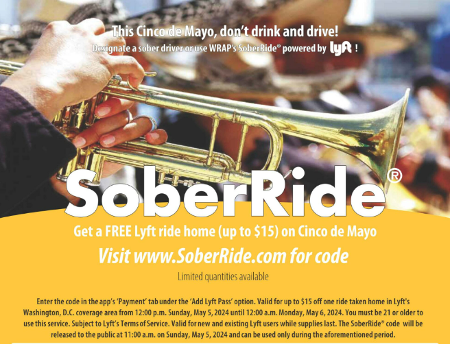 This #CincodeMayo, if you think you might have one to many 🍻cervezas 🍻, plan a safe sober ride home.
🚖➡️wrap.org/soberride/
@WRAP_org @VisionZeroMC @zerodeathsMD #montgomerycountymd #weekend #Sunday