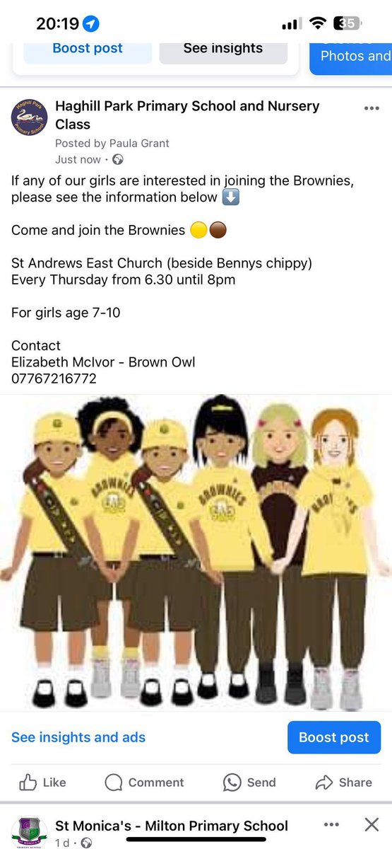 If any of our girls are interested in joining the Brownies, please see information below 👇