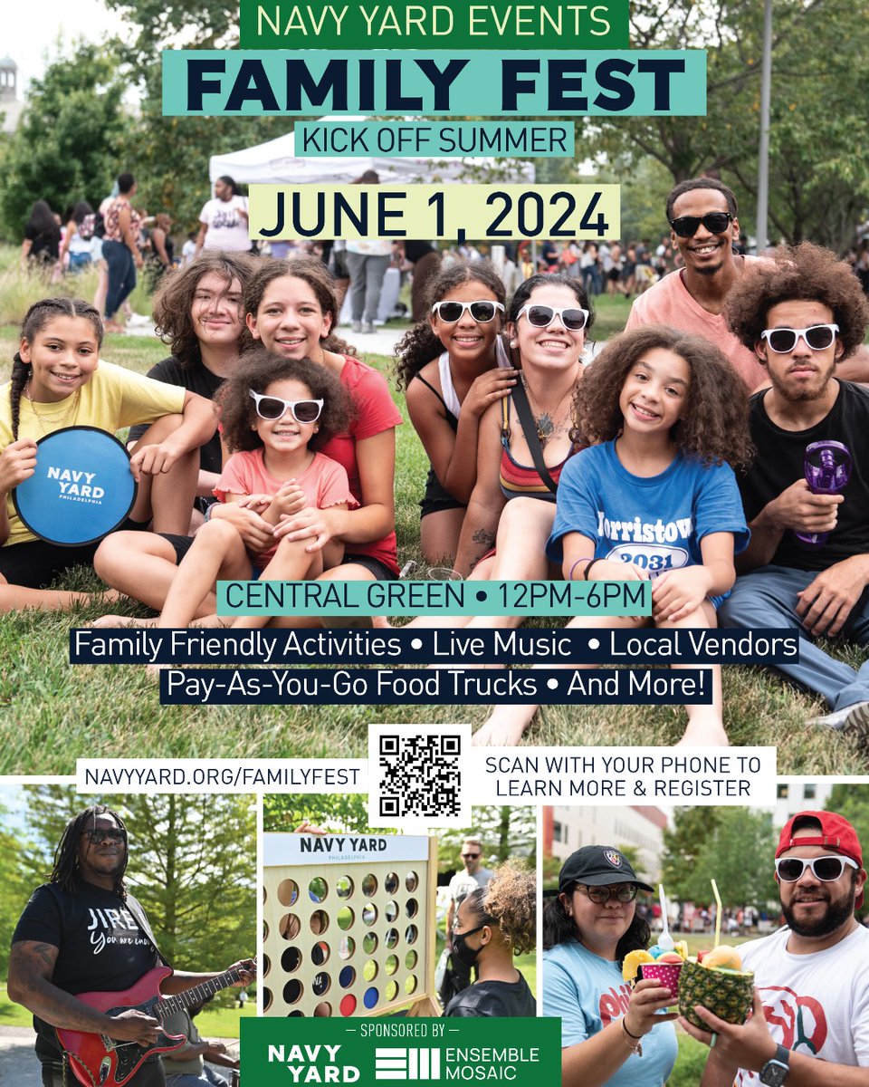 Kick off summer at the Navy Yard Family Fest on June 1. This event is free to attend and open to the public. If you're interested in attending, we encourage you to register to stay up to date. Learn more at navyyard.org/familyfest. #discovertheyard #navyyardfamilyfest
