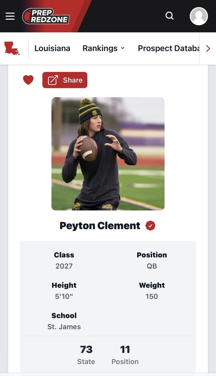 Blessed to be ranked with the best talent in the state! First year ever at QB and ranked #11 and #73 overall. #jobsnotfinished @morelljr_ @ChaseFourcade @campmoula_MG @CAMP_HARDY @JimmyDetail @Julie_Boudwin @JeritRoser @WildcatsFball_ @QBHitList @LAvsAllYall @courierchris