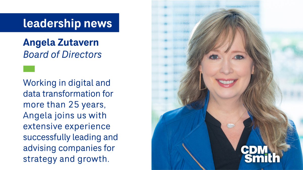 🎊 Welcome Angela Zutavern, our newest addition to the CDM Smith Board of Directors! 👏 With a wealth of experience in leadership, AI research and development efforts, and digital technology, Angela brings fresh insights and strategic vision to our team: bit.ly/4aZRrNO