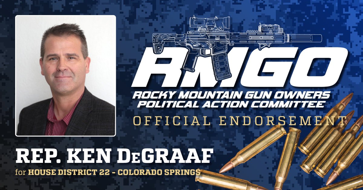 🚨Endorsement Alert🚨 RMGO PAC proudly endorses @COrepKdeGraaf for re-election. Ken is a CHAMPION for our rights and is one of the few politicians who stands up to the radical anti-gun agenda. #coleg #copolitics