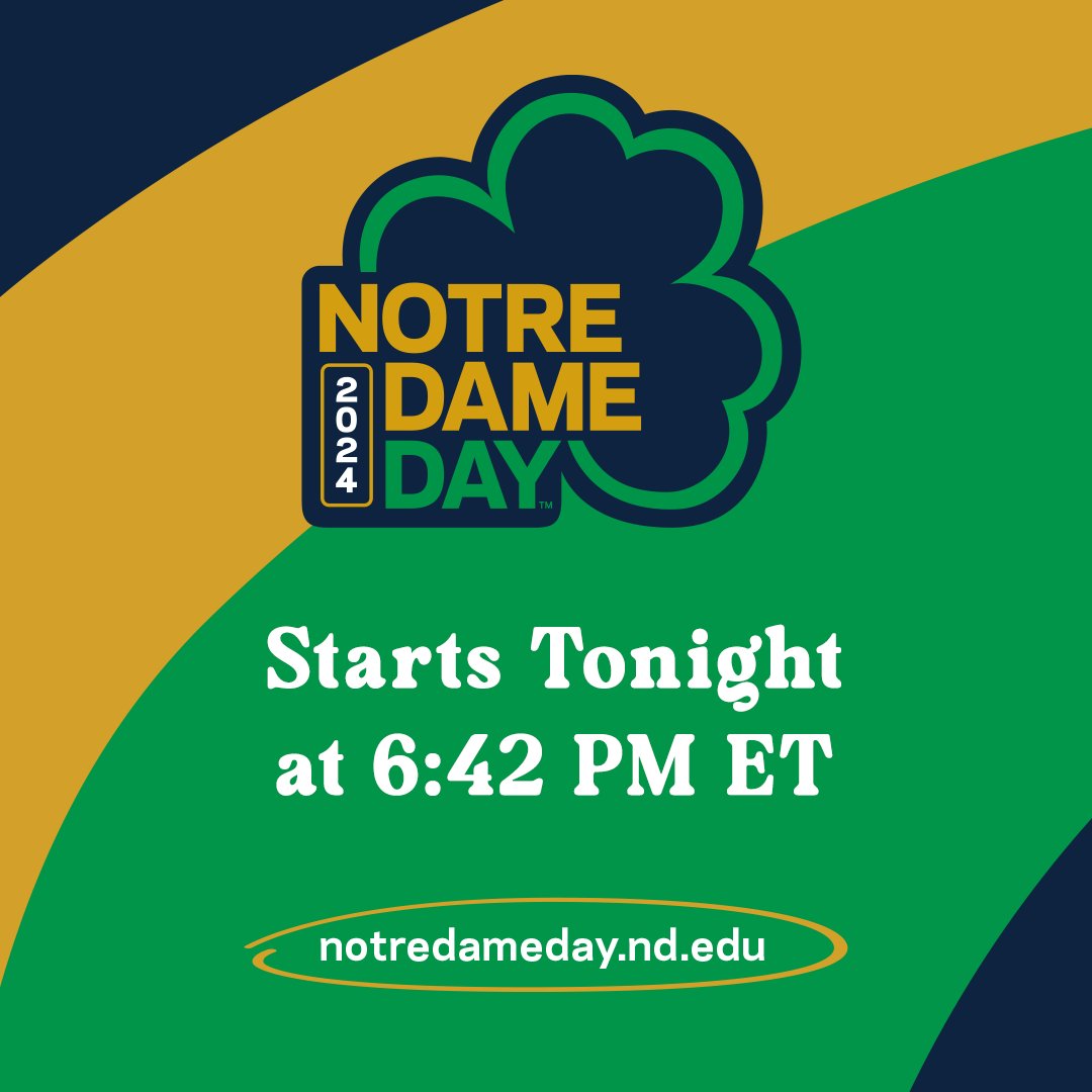Today is the day!🎉☘️ Join us for the LIVE #NDday broadcast starting at 6:42 PM ET and stay up-to-date on the progress your favorite Notre Dame causes, clubs, and residence halls are making during their global crowdfunding campaign throughout the event. bit.ly/3TTBVMj