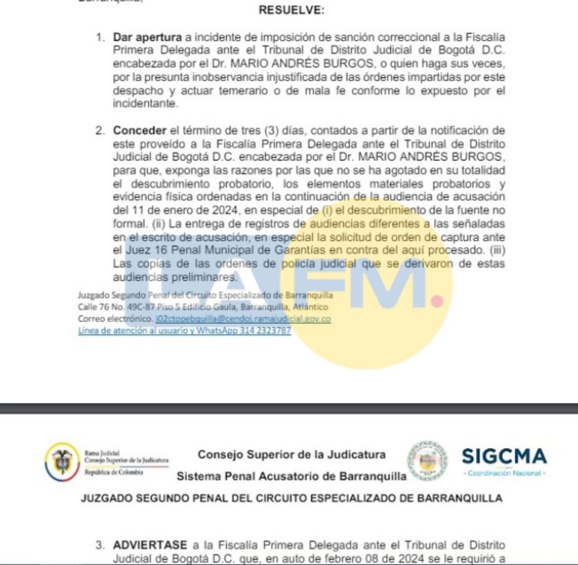 #PrimerolaFM El fiscal Mario Burgos tendrá tres días para revelar toda la información que le entregó a la Fiscalía de la fuente no formal en el caso de Nicolás Petro, de lo contario podría ser arrestado.  (Hilo 1/2)