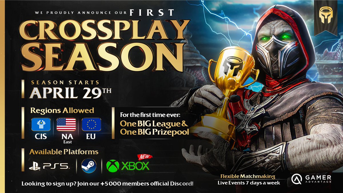 🏆IT'S TIME! Get ready for the BIGGEST ARENA EVER 🏅Bigger Events, More Platforms, Bigger Prizepool 📆Starting Monday, April 29th 🌎Open to PS5 / PC / XBOX! 👑Do You have what it takes to conquer the Arena? 💰More than $100.000 paid out so far! ➡️Join us: discord.gg/yfJy97jxYp