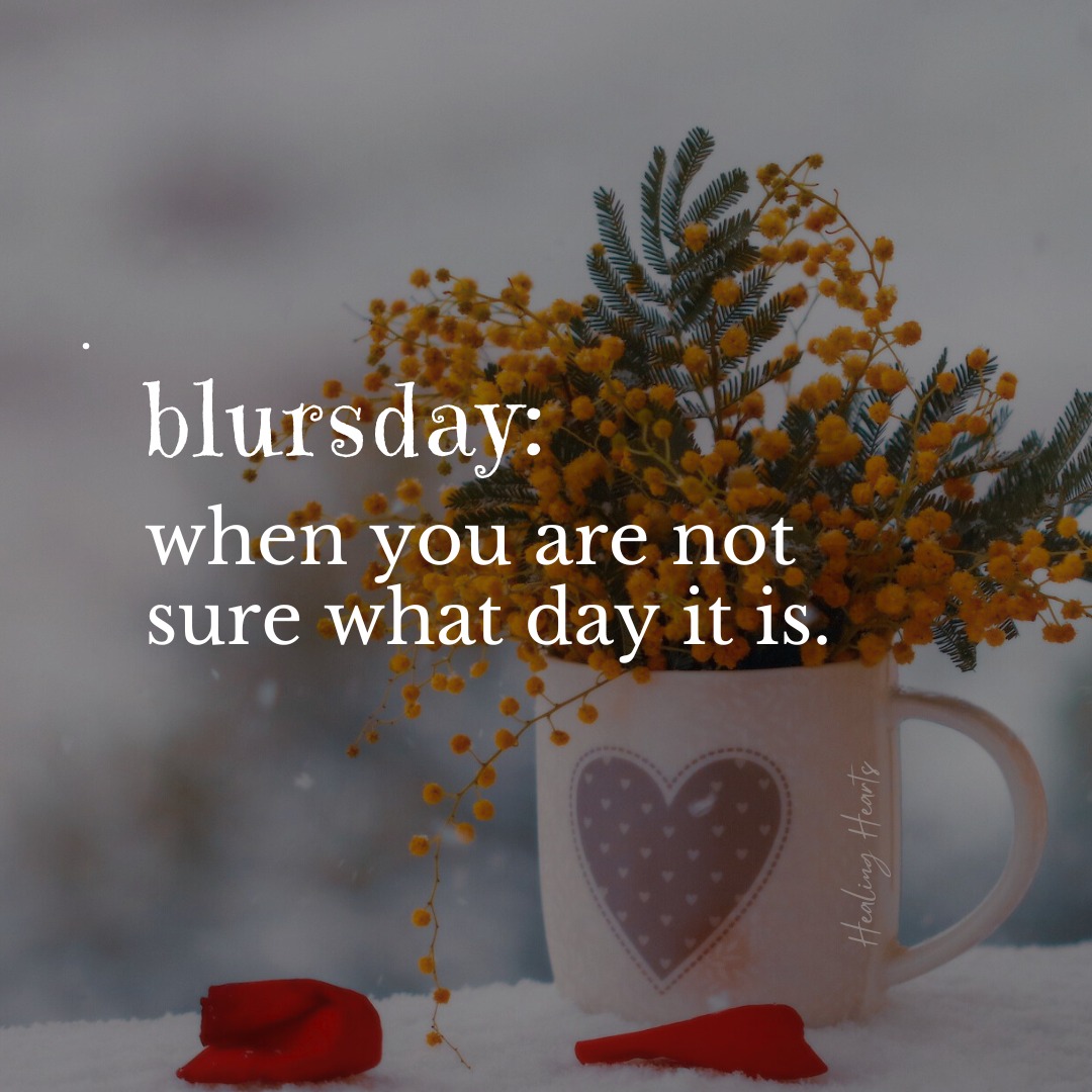 Blursday: When you are not sure what day it is. Things can be a little blurry when we first get up. But, does it happen as the day moves along? If you look through the TV channel guide for your fav Wednesday show but it's Tuesday, you've been blurred! 🤣