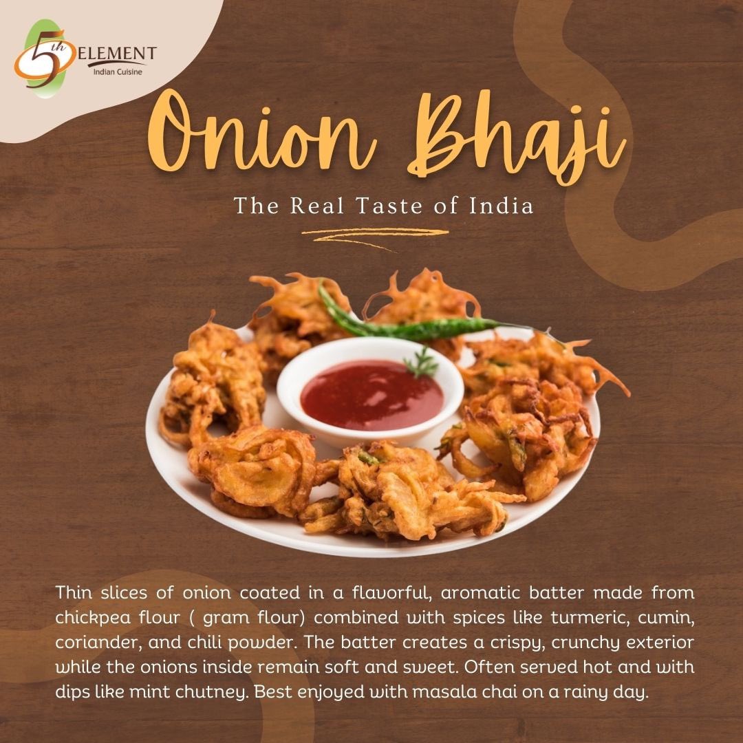 🌶️Craving the authentic flavors of India? Look no further! Dive into the crispy, golden goodness of our Onion Bhaji, the true taste of India, exclusively at 5th Element Indian Cuisine in Palm Coast, Florida. Let each bite transport you to the streets of Mumbai! 

#OnionBhaji