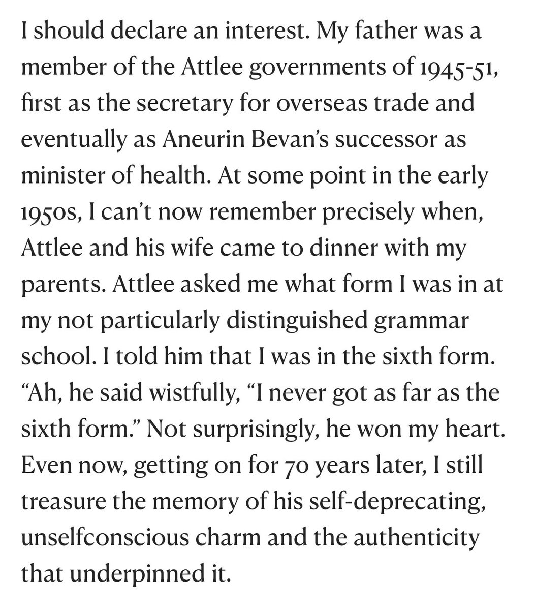 A youthful run-in with Attlee, & a wonderful piece drawing on long memories and independent judgements sceptically reassessing his role newstatesman.com/culture/2016/0… Underlines what we’ve lost with David Marquand With thanks to @richardmarcj for promoting me to look it up