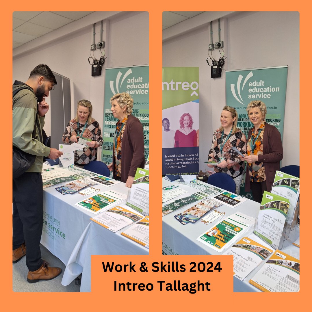 Great to meet with so many learners, job-hunters and employers in INTREO Tallaght today as part of the National Work & Skills 2024 series of events.
#Teamddletb #workandskills2024 #employers #lifelonglearning #skillsforwork #lifelongguidance #SkillsToAdvance #dublinadulteducation