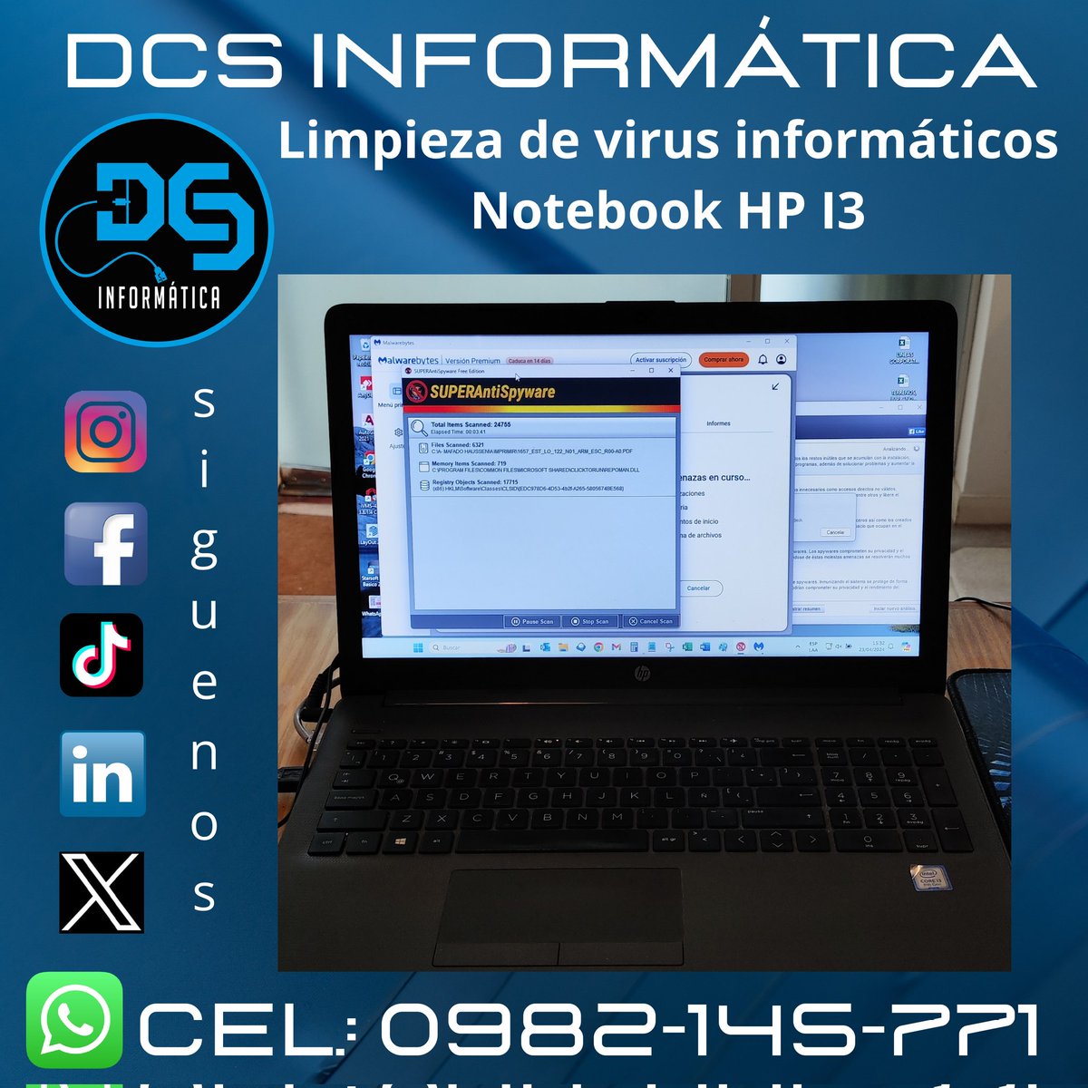 Limpieza de virus informáticos!
Gracias por la confianza!!
#Laptop #soportetecnico #informatica