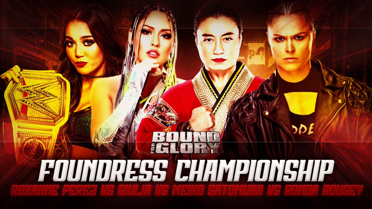 ThisIsUVC's tweet photo. In the main event, Foundress World Champion Roxanne Perez went to management and demanded she faced all three women for her championship. Has she bitten off more than she can chew or will The Prodigy continue with her 2nd reign? https://t.co/e537GiVAth
