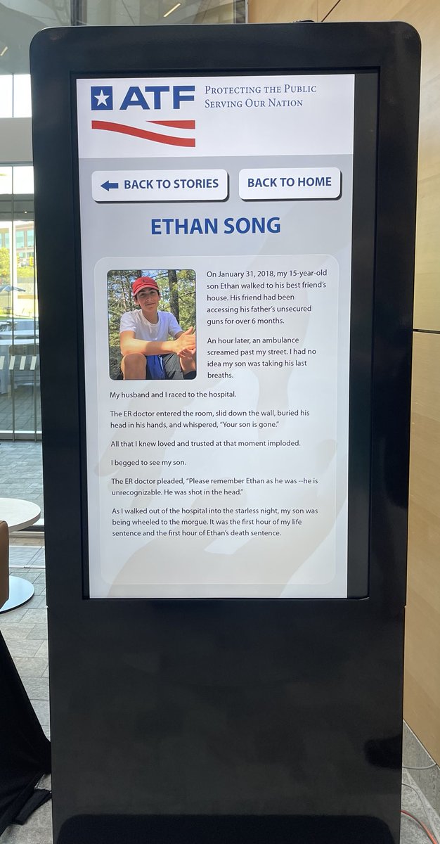 Attended the ATF’s Inaugural Gun Violence Survivors’ Summit In the lobby are displayed the faces of gun violence The kiosk will hold their stories Heartbreaking I knew so many of the faces 💔