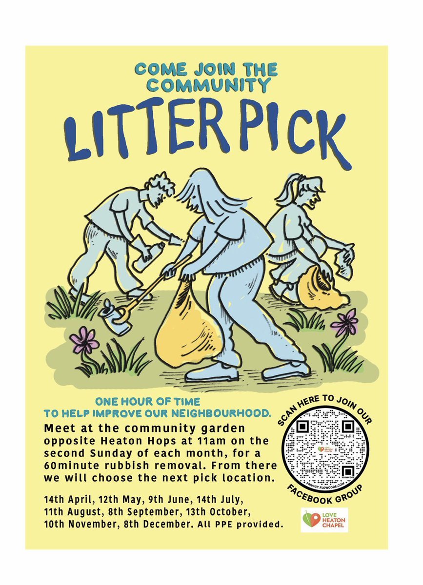 We’re joining forces with <a href="/LHeatonChapel/">Love Heaton Chapel</a> for their monthly litter picks! Dates and details below…#HeatonChapel #Community